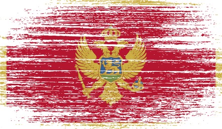 Flag of Montenegro with old texture. Vector illustrationのイラスト素材