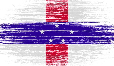 Flag of Netherlands Antilles with old texture. Vector illustrationのイラスト素材