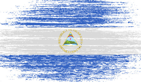 Flag of Nicaragua with old texture. Vector illustrationのイラスト素材