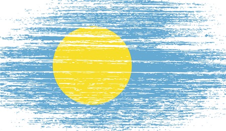 Flag of Palau with old texture. Vector illustrationのイラスト素材