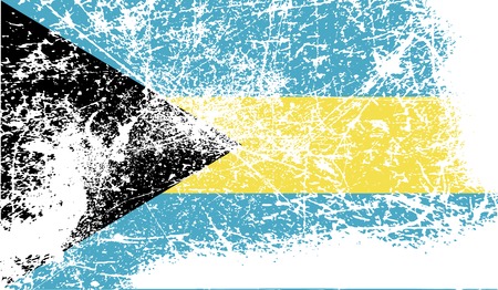 Flag of Bahamas with old texture. Vector illustrationのイラスト素材