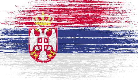 Flag of Serbia with old texture. Vector illustrationのイラスト素材