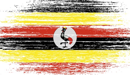 Flag of Uganda with old texture. Vector illustrationのイラスト素材