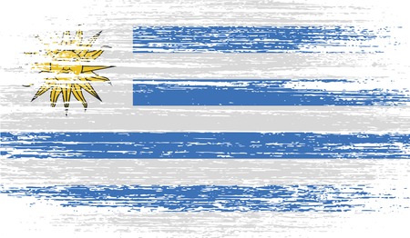 Flag of Uruguay with old texture. Vector illustrationのイラスト素材