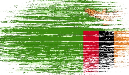 Flag of Zambia with old texture. Vector illustrationのイラスト素材
