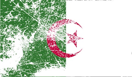 Flag of Algeria with old texture. Vector illustrationのイラスト素材