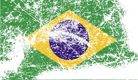 Flag of Brazil with old texture. Vector illustrationのイラスト素材