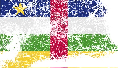 Flag of Central African Republic with old texture. Vector illustrationのイラスト素材