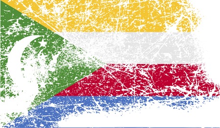 Flag of Comoros with old texture. Vector illustrationのイラスト素材