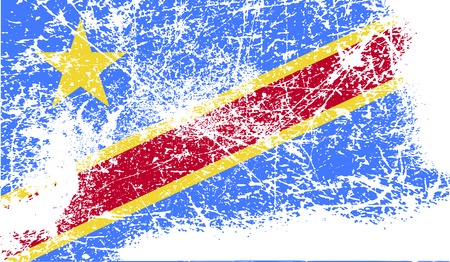 Flag of Congo Democratic Republic with old texture. Vector illustrationのイラスト素材