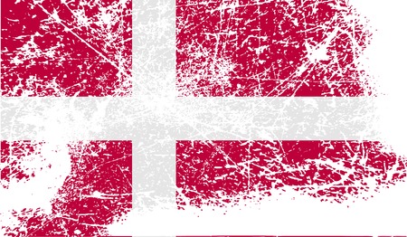 Flag of Denmark with old texture. Vector illustrationのイラスト素材