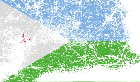 Flag of Djibouti with old texture. Vector illustrationのイラスト素材