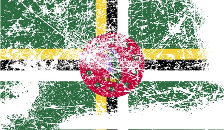 Flag of Dominica with old texture. Vector illustrationのイラスト素材