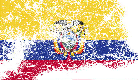 Flag of Ecuador with old texture. Vector illustrationのイラスト素材