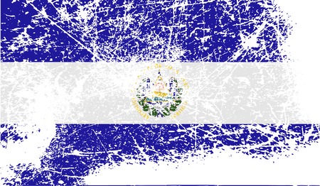 Flag of El Salvador with old texture. Vector illustrationのイラスト素材