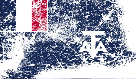Flag of French Southern and Antarctic Lands with old texture. Vector illustrationのイラスト素材
