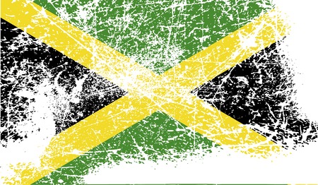 Flag of Jamaica with old texture. Vector illustrationのイラスト素材