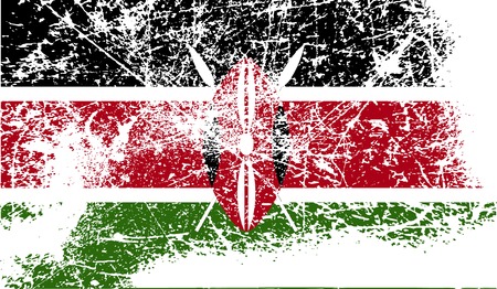 Flag of Kenya with old texture. Vector illustrationのイラスト素材