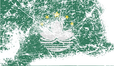 Flag of Macau with old texture. Vector illustrationのイラスト素材