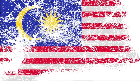 Flag of Malaysia with old texture. Vector illustrationのイラスト素材