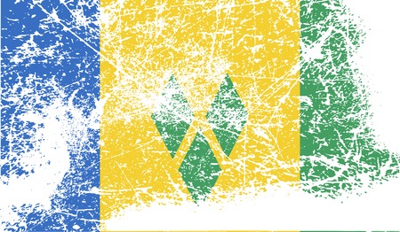 Flag of Saint Vincent and The Grenadines with old texture.のイラスト素材