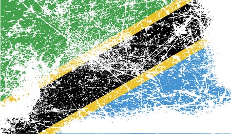 Flag of Tanzania with old texture. Vector illustrationのイラスト素材