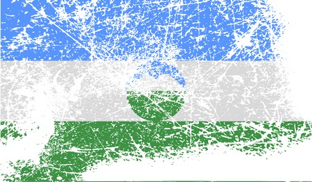 Flag of Kabardino-Balkaria with old texture. Vector illustrationのイラスト素材