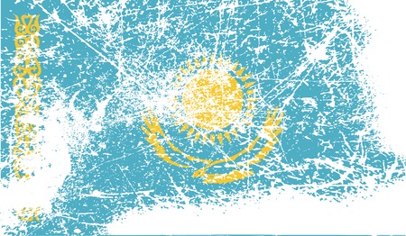 Flag of Kazakhstan with old texture. Vector illustrationのイラスト素材