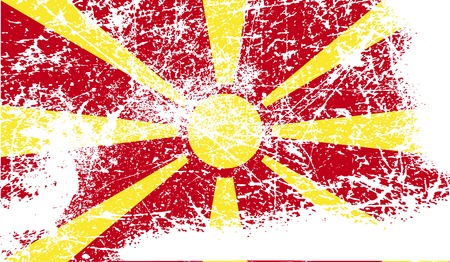 Flag of Macedonia with old texture. Vector illustrationのイラスト素材