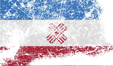 Flag of Mari El with old texture. Vector illustrationのイラスト素材