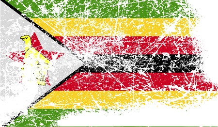 Flag of Zimbabwe with old texture. Vector illustrationのイラスト素材