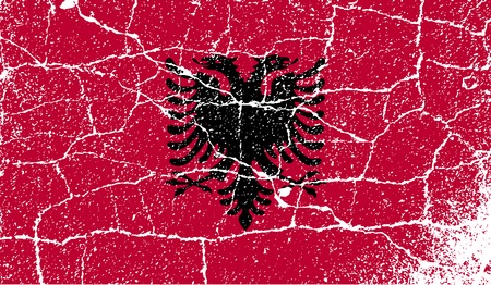 Flag of Albania with old texture. Vector illustrationのイラスト素材