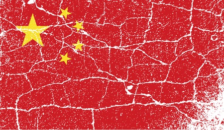 Flag of China with old texture. Vector illustrationのイラスト素材