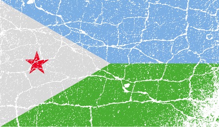 Flag of Djibouti with old texture. Vector illustrationのイラスト素材