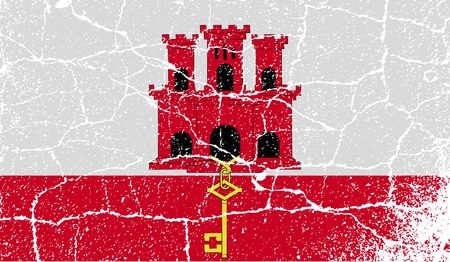 Flag of Gibraltar with old texture. Vector illustrationのイラスト素材