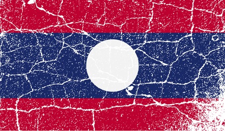 Flag of Laos with old texture. Vector illustrationのイラスト素材