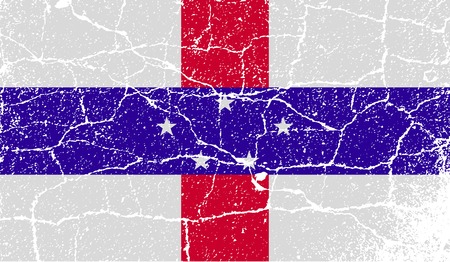 Flag of Netherlands Antilles with old texture. Vector illustrationのイラスト素材
