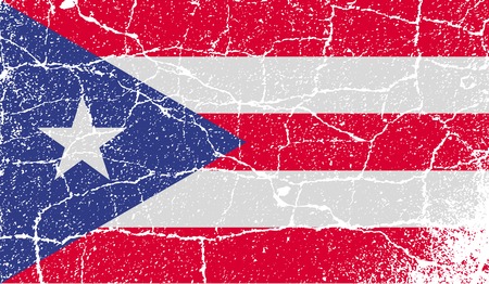 Flag of Puerto Rico with old texture. Vector illustrationのイラスト素材