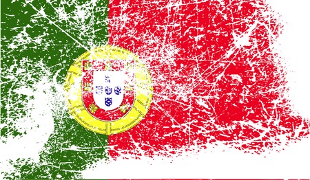 Flag of Portugal with old texture. Vector illustrationのイラスト素材