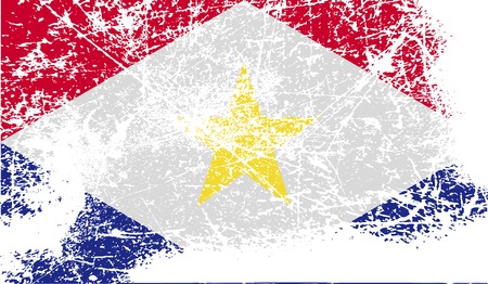 Flag of Saba with old texture. Vector illustrationのイラスト素材