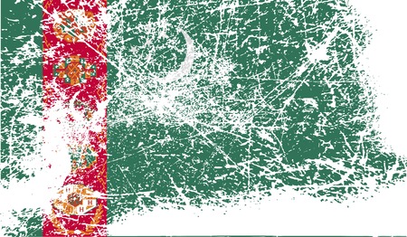 Flag of Turkmenistan with old texture. Vector illustrationのイラスト素材