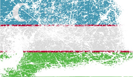 Flag of Uzbekistan with old texture. Vector illustrationのイラスト素材