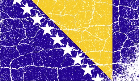 Flag of Bosnia and Herzegovina with old texture. Vector illustrationのイラスト素材