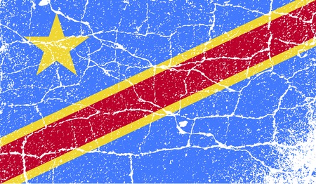 Flag of Congo Democratic Republic with old texture. Vector illustrationのイラスト素材