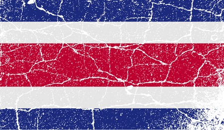 Flag of Costa Rica with old texture. Vector illustrationのイラスト素材