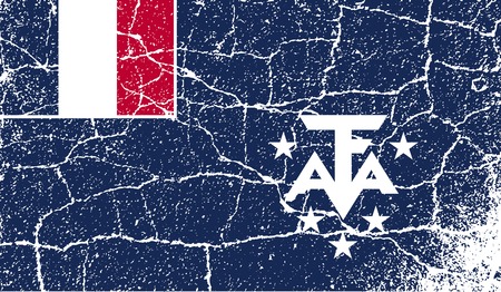 Flag of French Southern and Antarctic Lands with old texture. Vector illustrationのイラスト素材