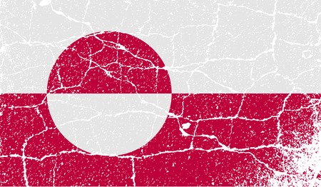 Flag of Greenland with old texture. Vector illustrationのイラスト素材
