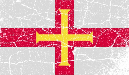 Flag of Guernsey with old texture. Vector illustrationのイラスト素材