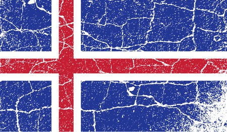 Flag of Iceland with old texture. Vector illustrationのイラスト素材