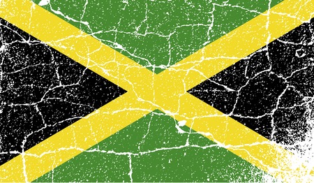 Flag of Jamaica with old texture. Vector illustrationのイラスト素材